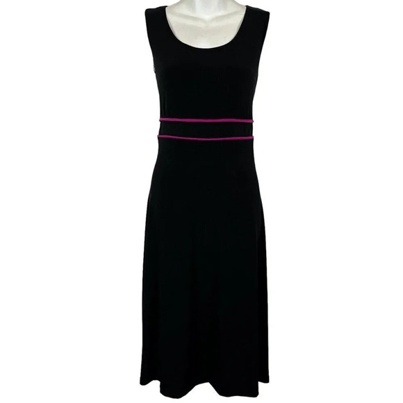 madison leigh Dresses & Skirts - Madison Leigh Womens Black Pink Sleeveless Jersey Knit Stretch Midi Dress sz 10